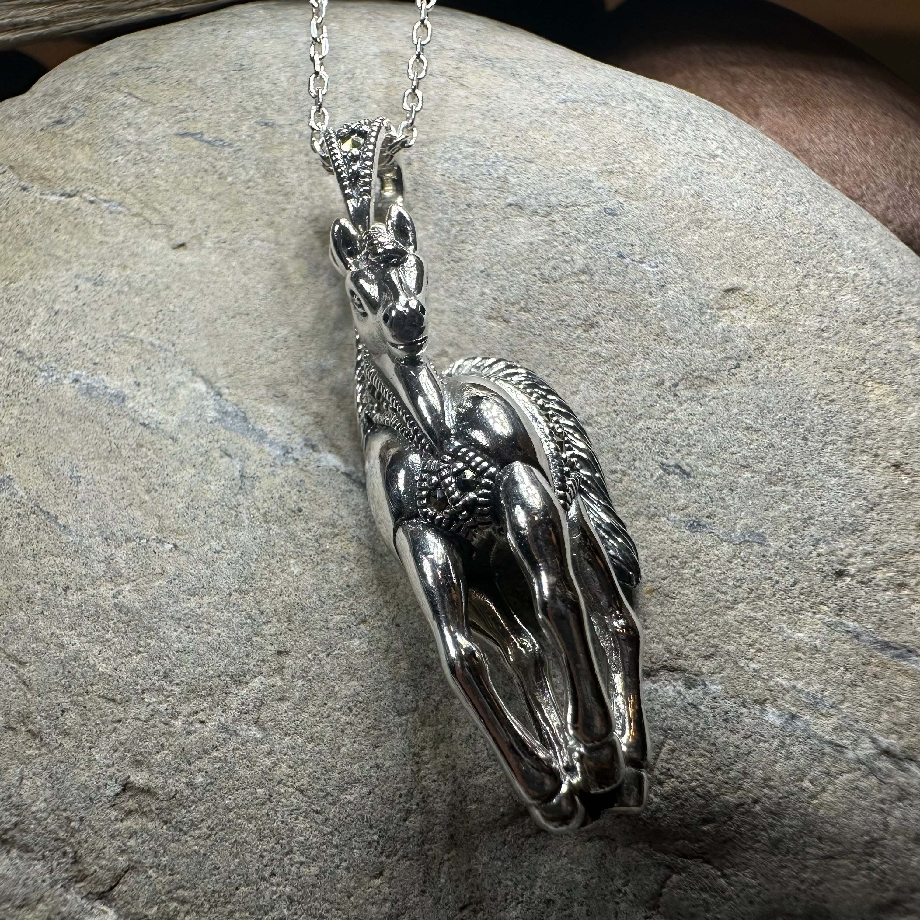 Wildfire Marcasite Horse Necklace