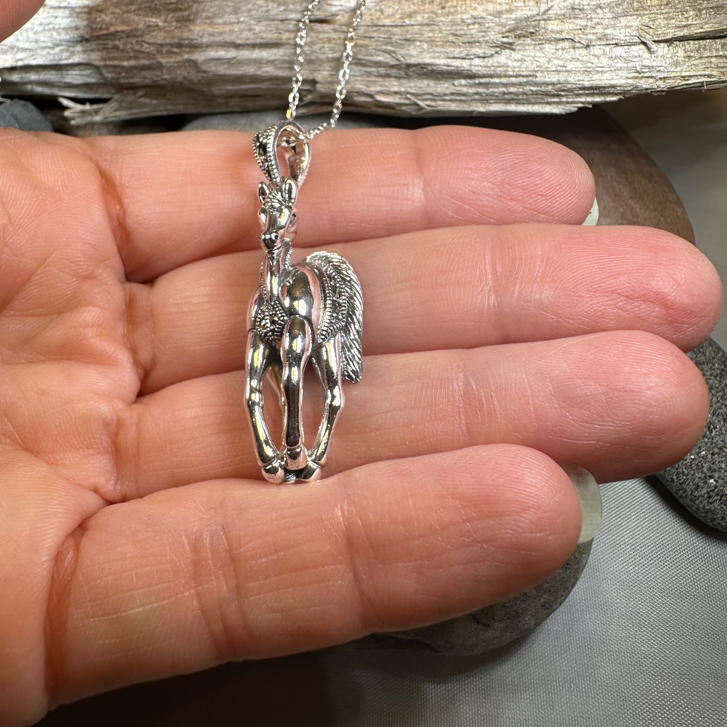 Wildfire Marcasite Horse Necklace