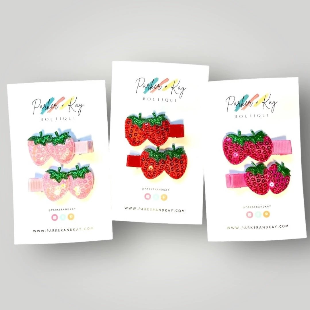 Sequin Strawberry Hair Clips by Parker + Kay Creative