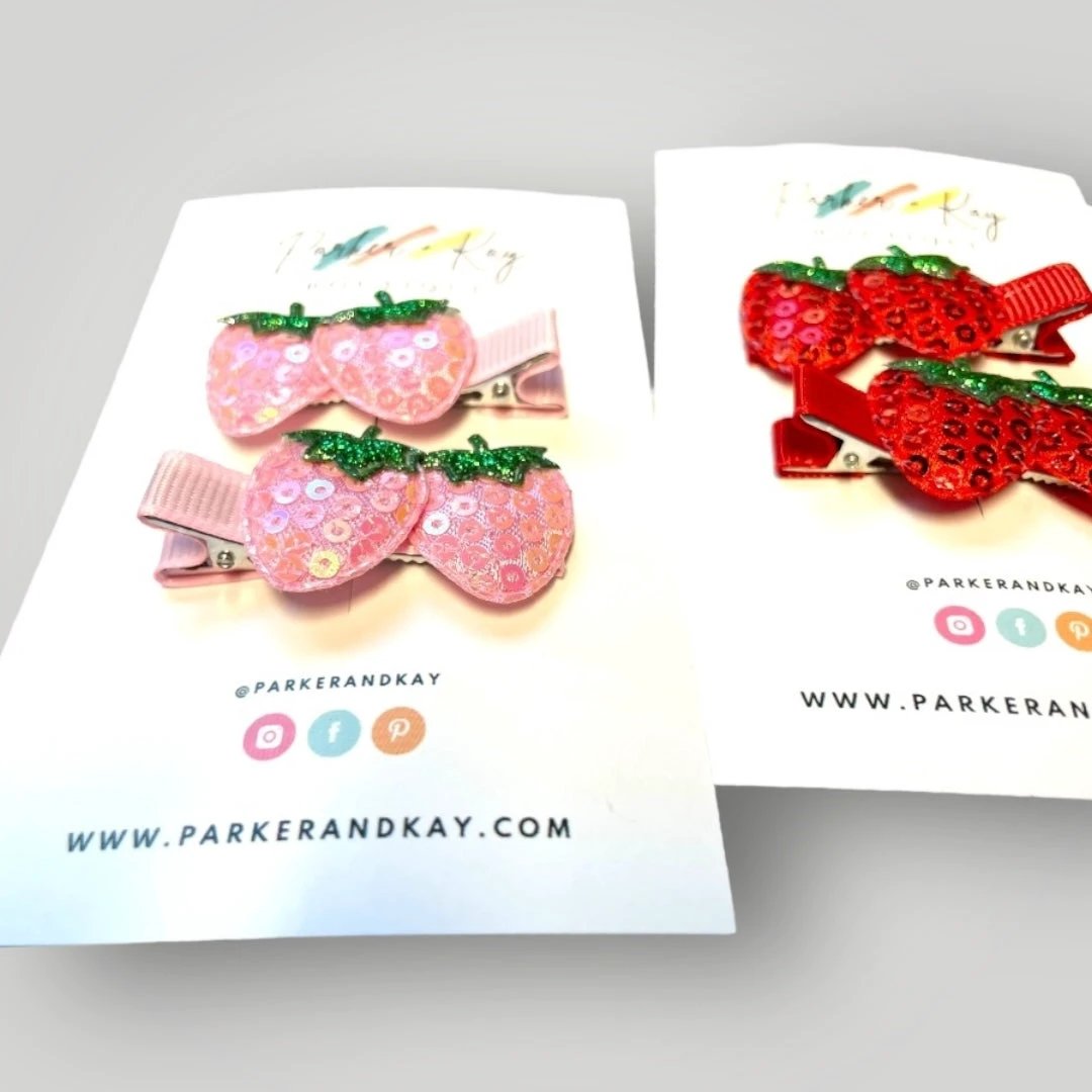 Sequin Strawberry Hair Clips by Parker + Kay Creative