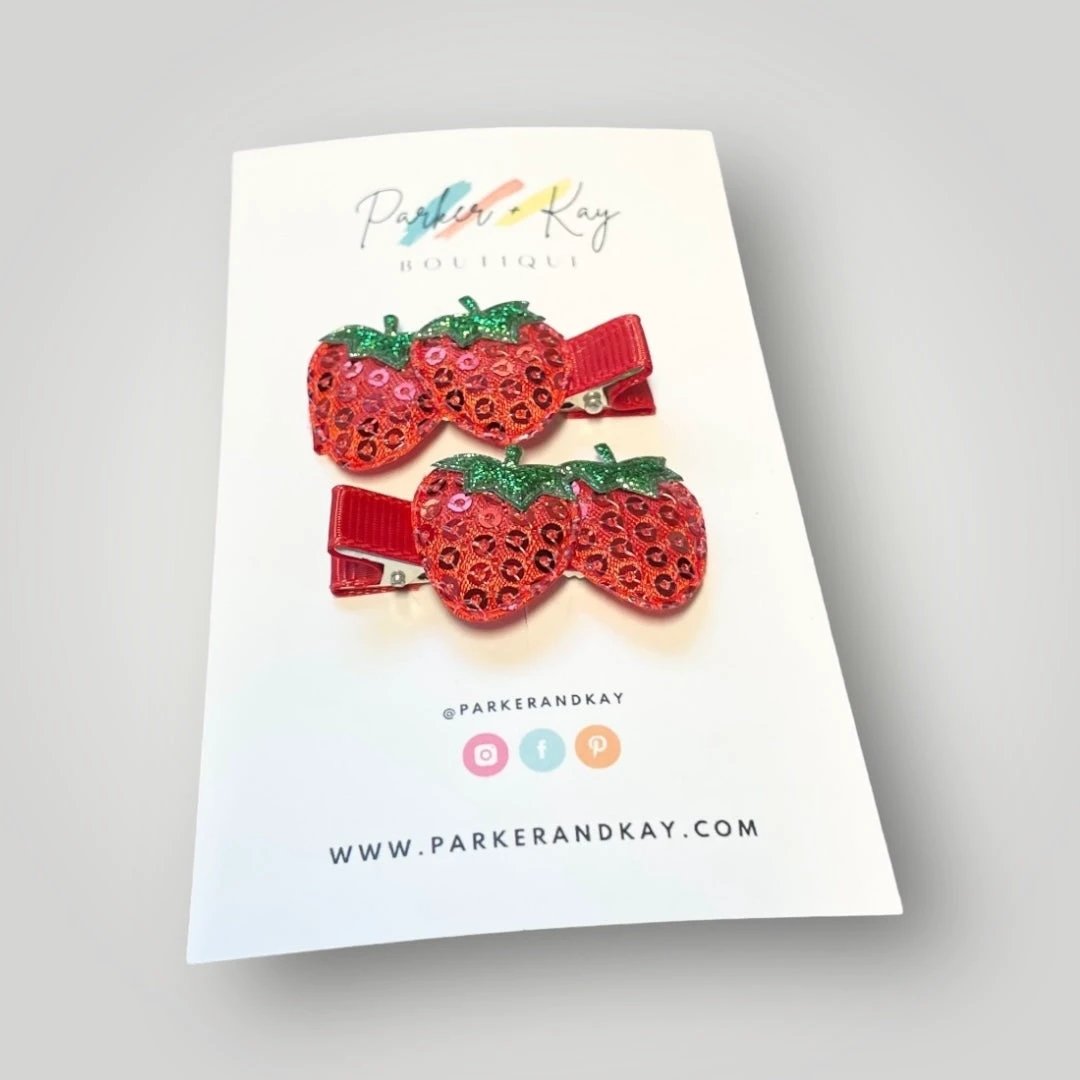 Sequin Strawberry Hair Clips by Parker + Kay Creative