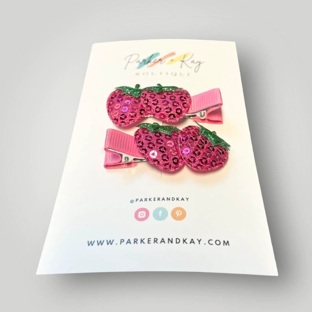 Sequin Strawberry Hair Clips by Parker + Kay Creative