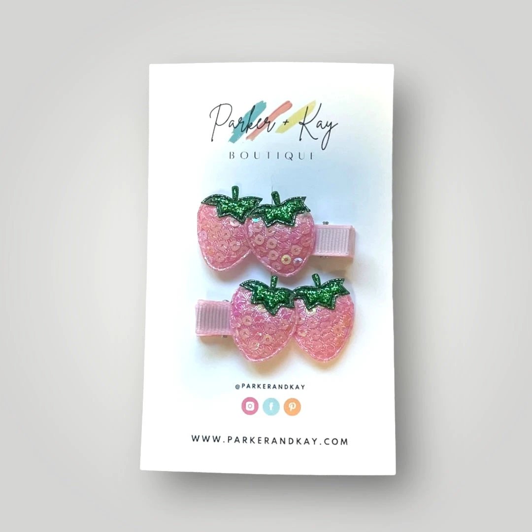 Sequin Strawberry Hair Clips by Parker + Kay Creative