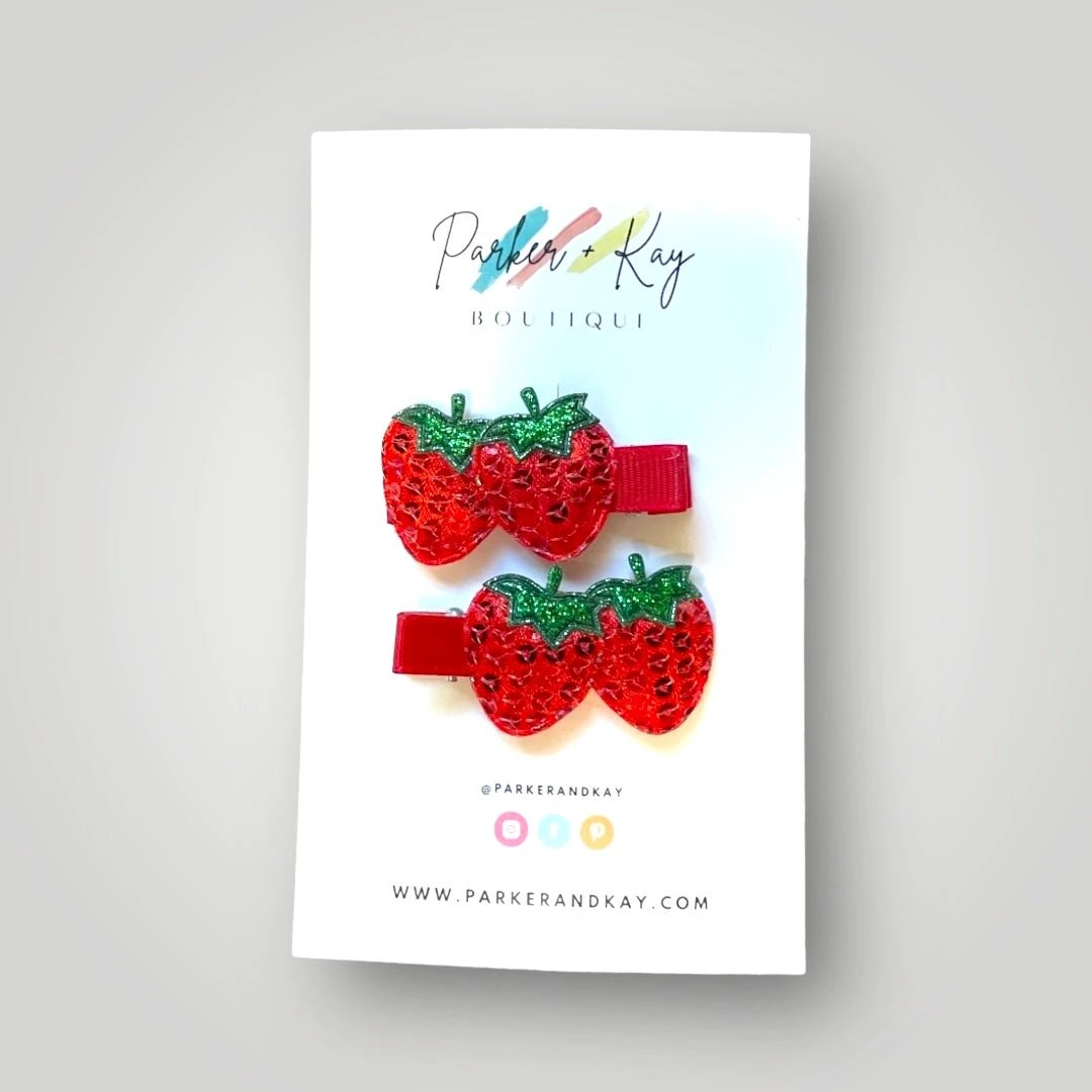 Sequin Strawberry Hair Clips by Parker + Kay Creative