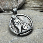 Celtic Howling Wolf Pewter Necklace with Trinity Knot