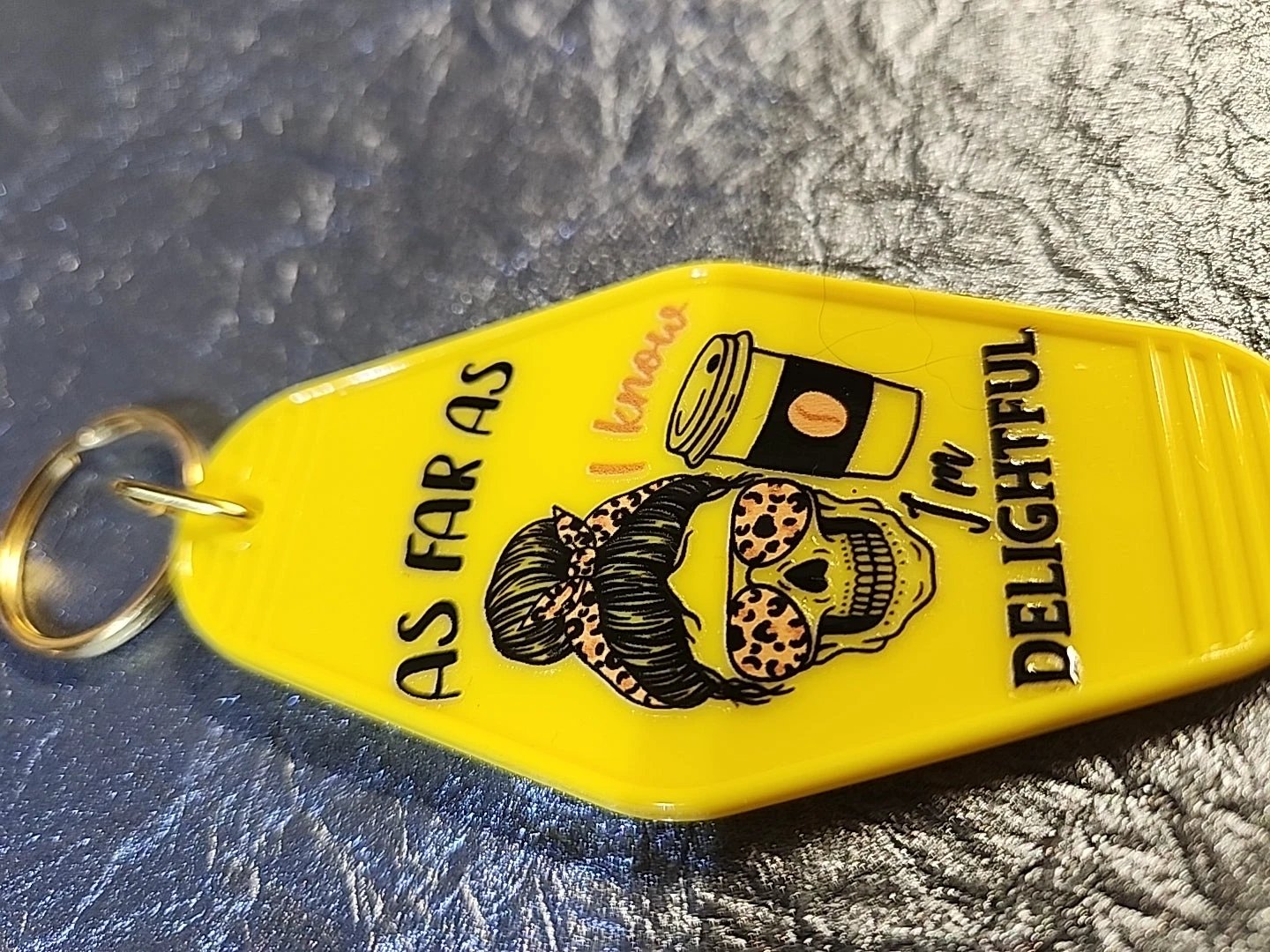 As Far As I Know, I'm Delightful Motel Keychain by Hoosier Handkerchief Company