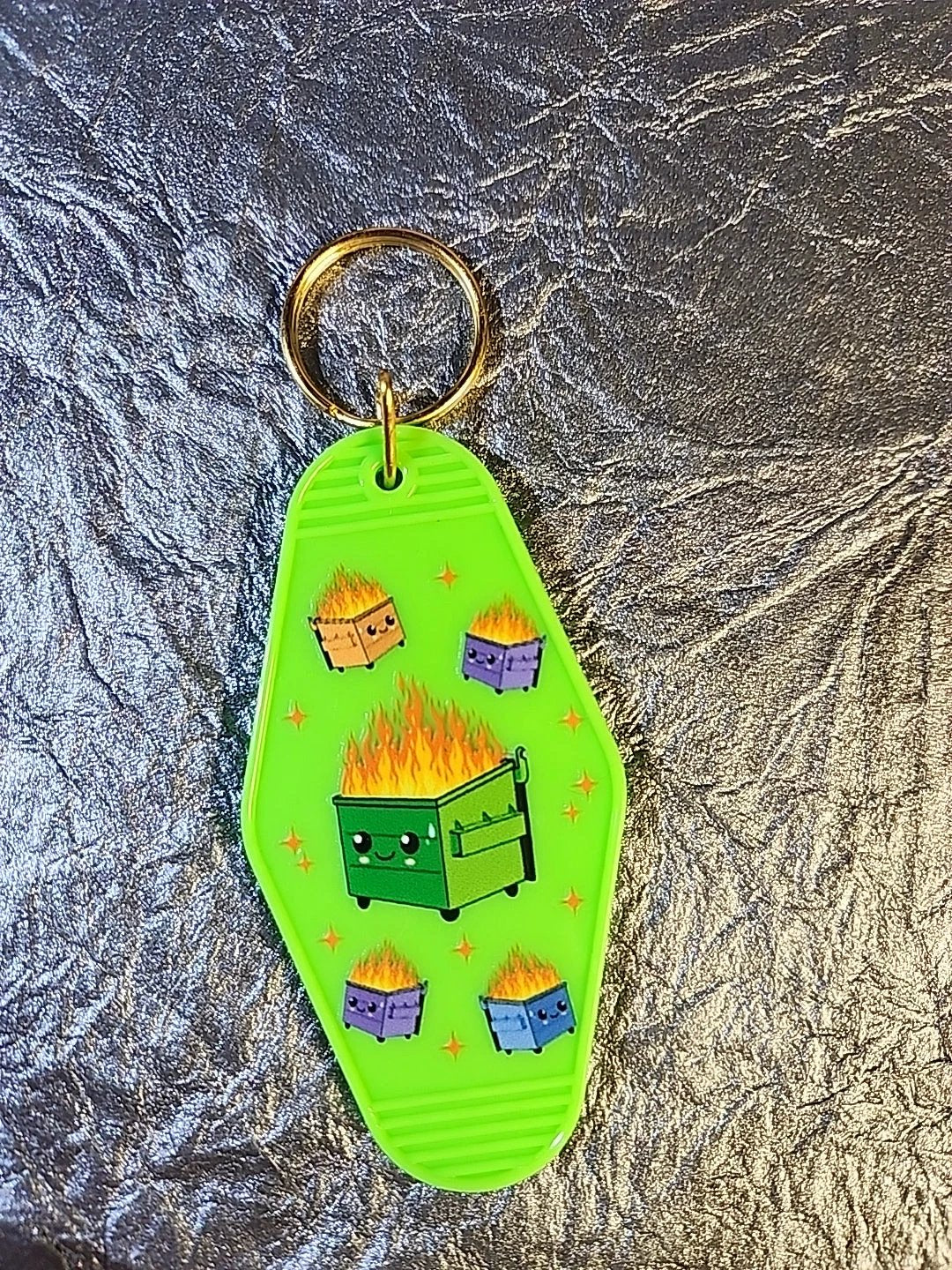 Dumpster Fire Motel Keychain by Hoosier Handkerchief Company