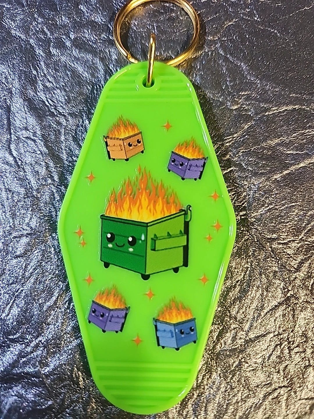 Dumpster Fire Motel Keychain by Hoosier Handkerchief Company