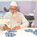 Indigo Fishbone Harem Pants