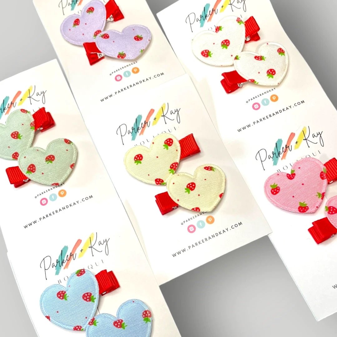 Strawberry Heart Hair Clips by Parker + Kay Creative