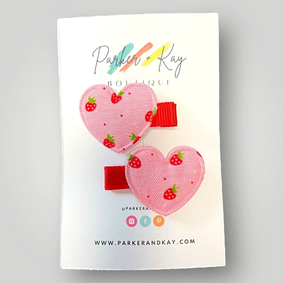Strawberry Heart Hair Clips by Parker + Kay Creative