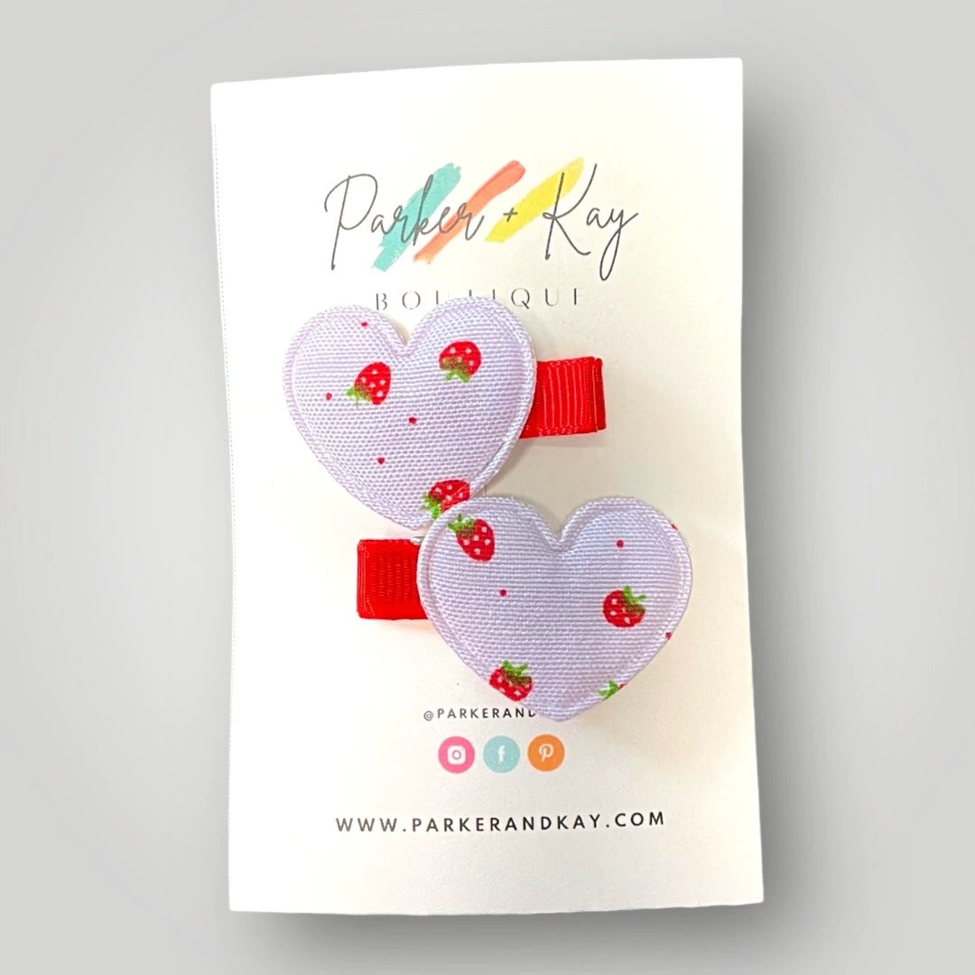 Strawberry Heart Hair Clips by Parker + Kay Creative