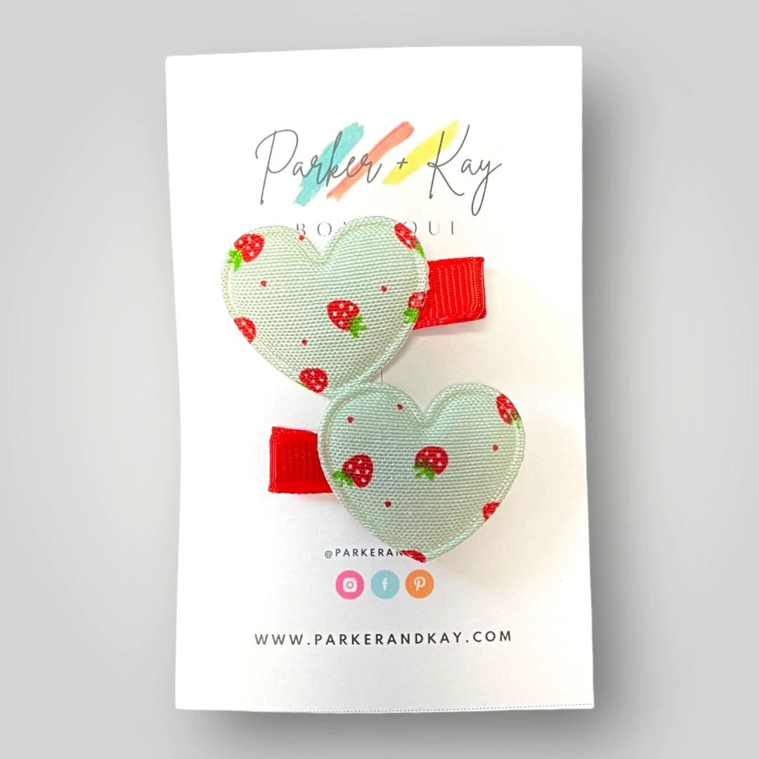 Strawberry Heart Hair Clips by Parker + Kay Creative
