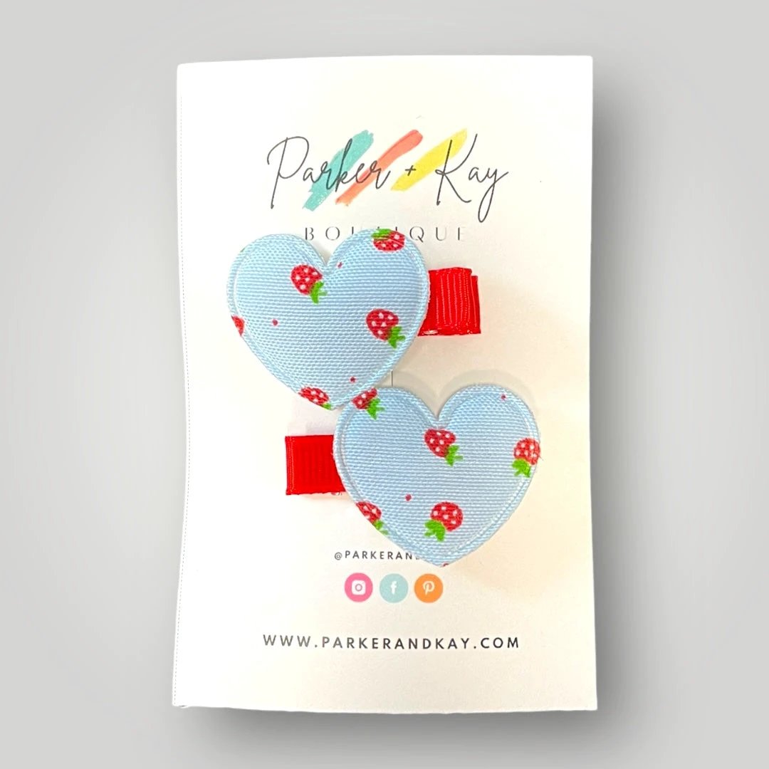 Strawberry Heart Hair Clips by Parker + Kay Creative