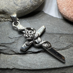 Faithful Rose Cross Necklace in Sterling Silver