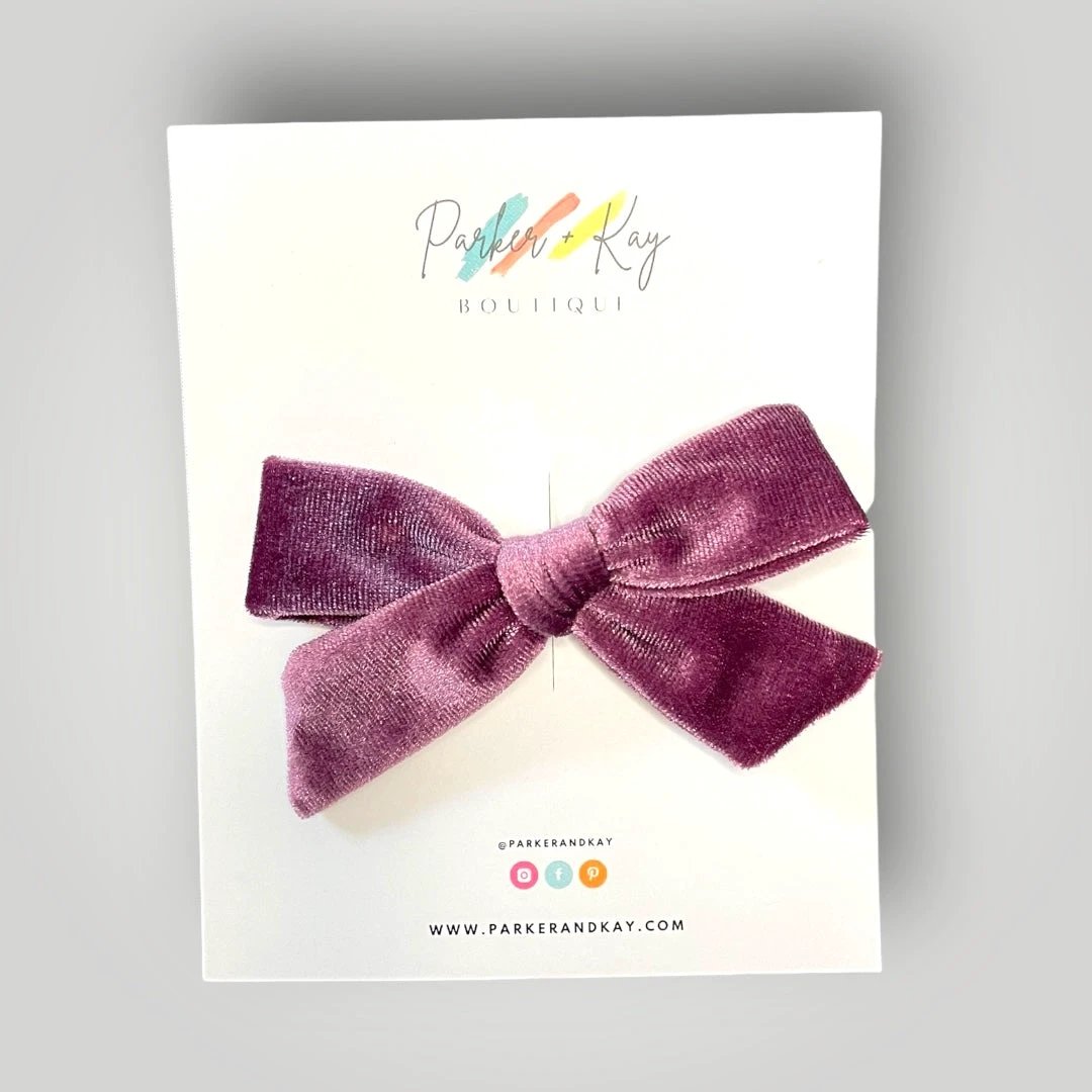 Velour Hair Bow | Clip, Headband, or Pigtail Clips by Parker + Kay Creative