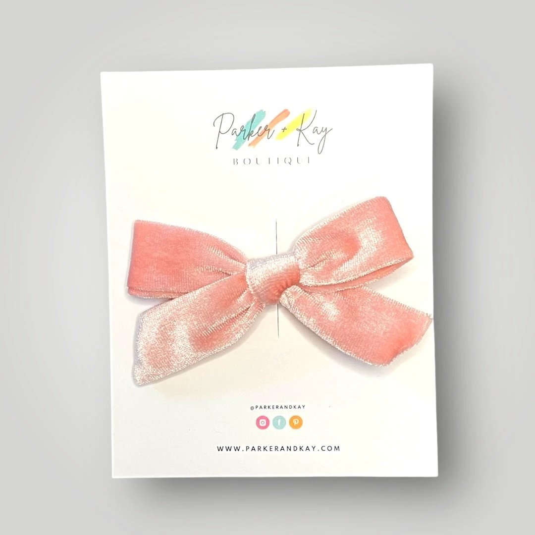 Velour Hair Bow | Clip, Headband, or Pigtail Clips by Parker + Kay Creative