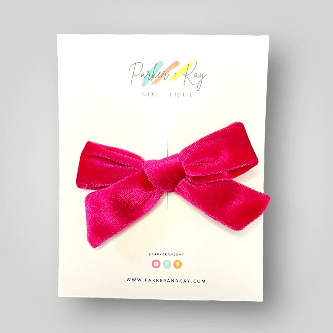 Velour Hair Bow | Clip, Headband, or Pigtail Clips by Parker + Kay Creative