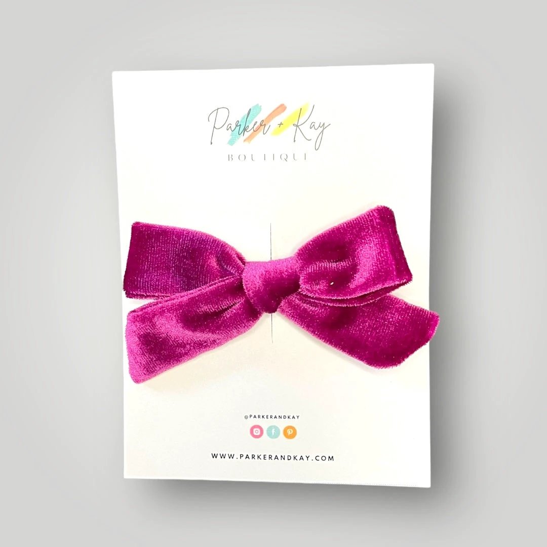 Velour Hair Bow | Clip, Headband, or Pigtail Clips by Parker + Kay Creative