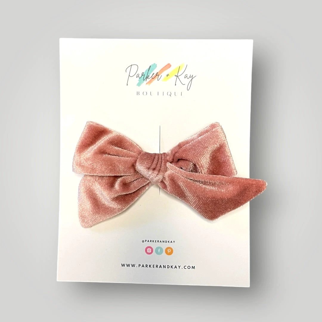 Velour Hair Bow | Clip, Headband, or Pigtail Clips by Parker + Kay Creative