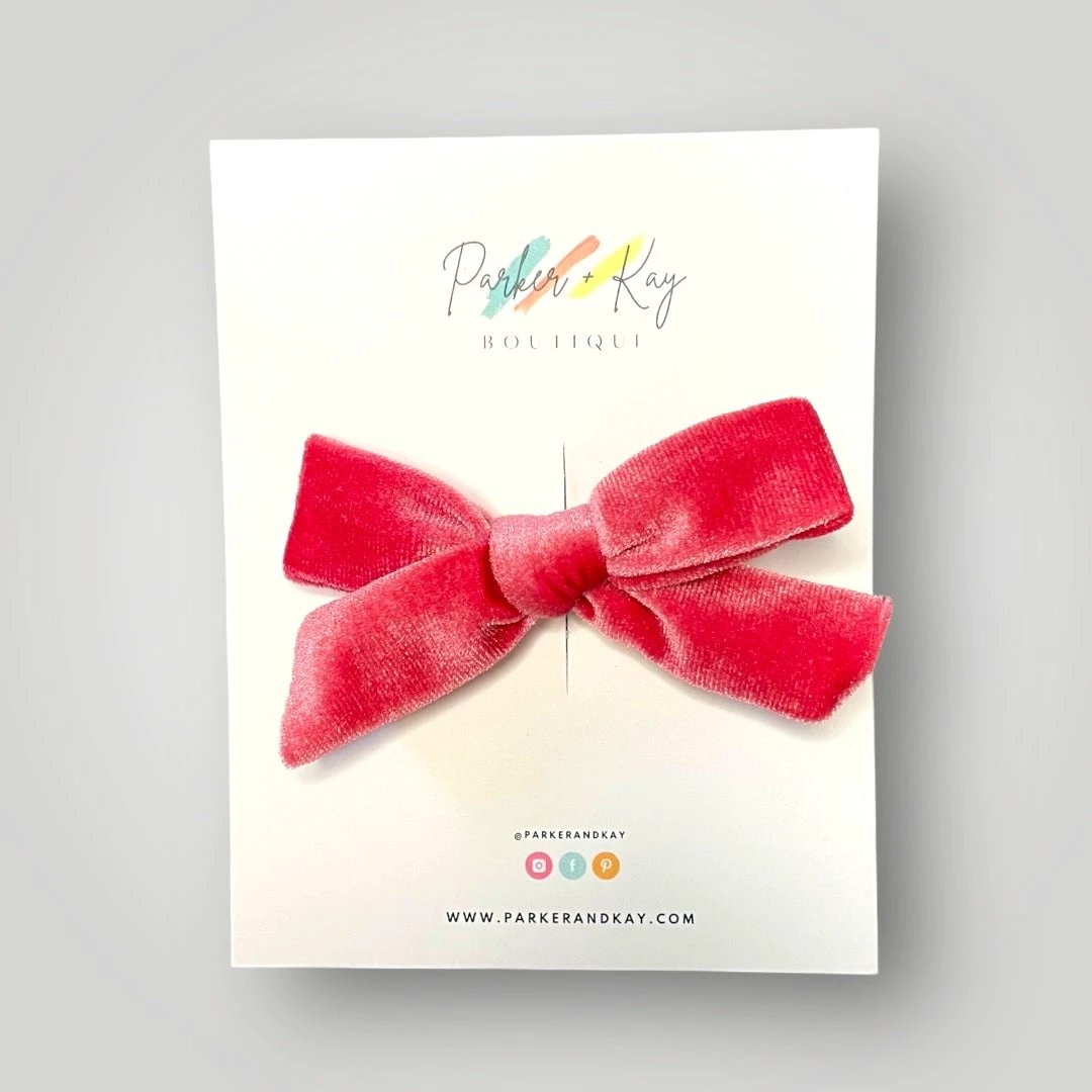 Velour Hair Bow | Clip, Headband, or Pigtail Clips by Parker + Kay Creative