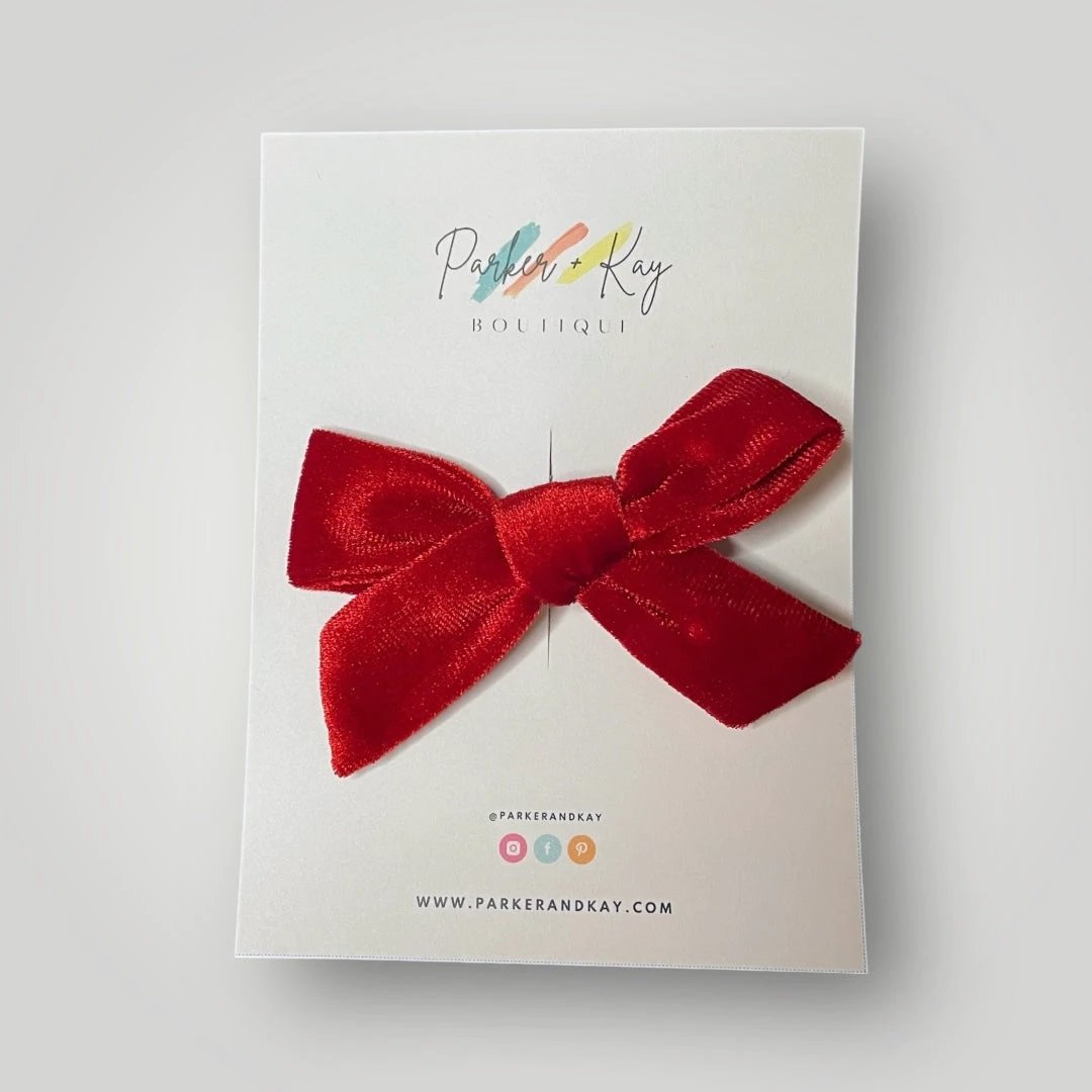 Velour Hair Bow | Clip, Headband, or Pigtail Clips by Parker + Kay Creative
