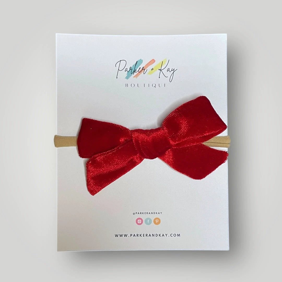 Velour Hair Bow | Clip, Headband, or Pigtail Clips by Parker + Kay Creative