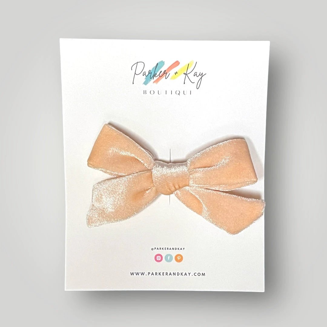 Velour Hair Bow | Clip, Headband, or Pigtail Clips by Parker + Kay Creative