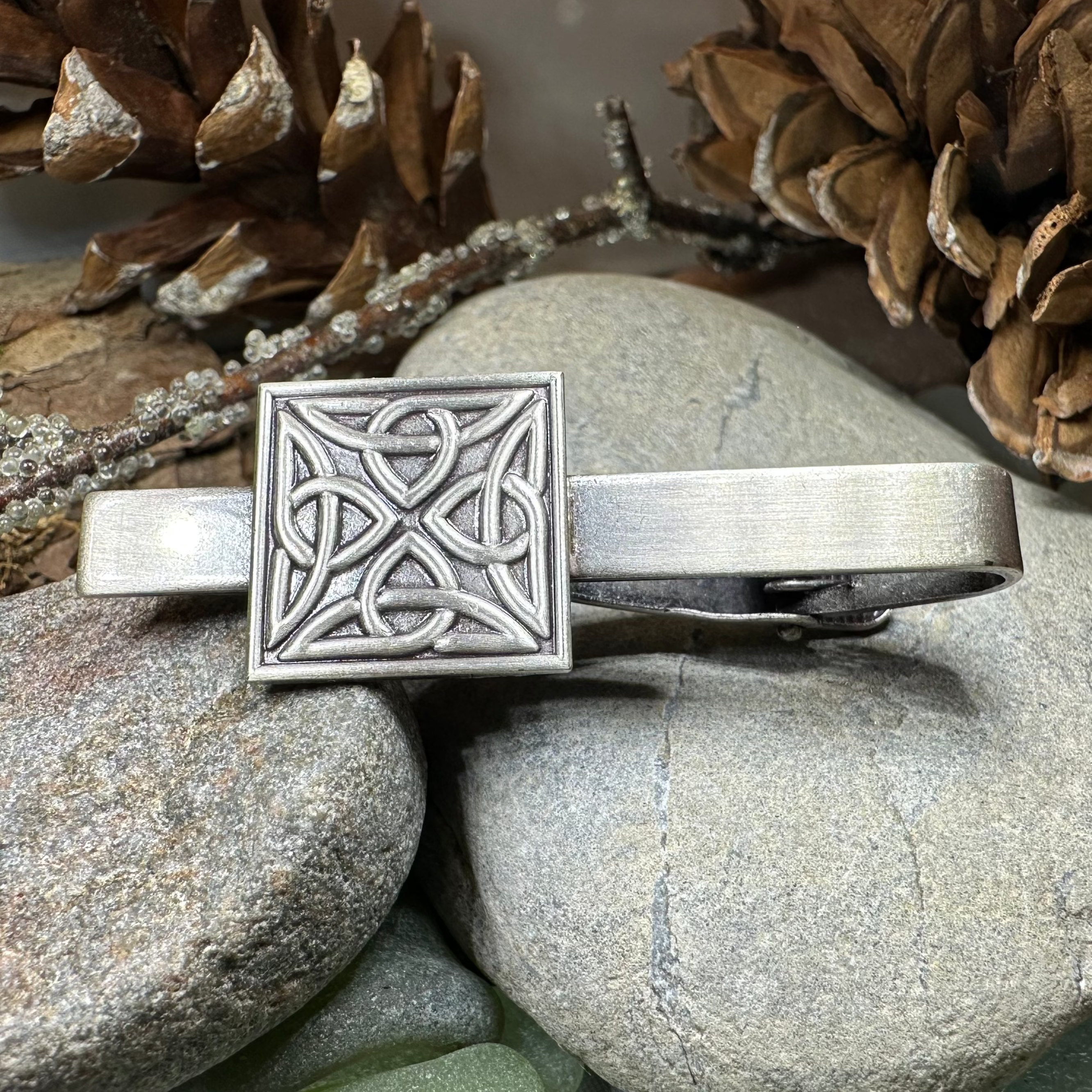 Square Celtic Trinity Knot Tie Bar for Men