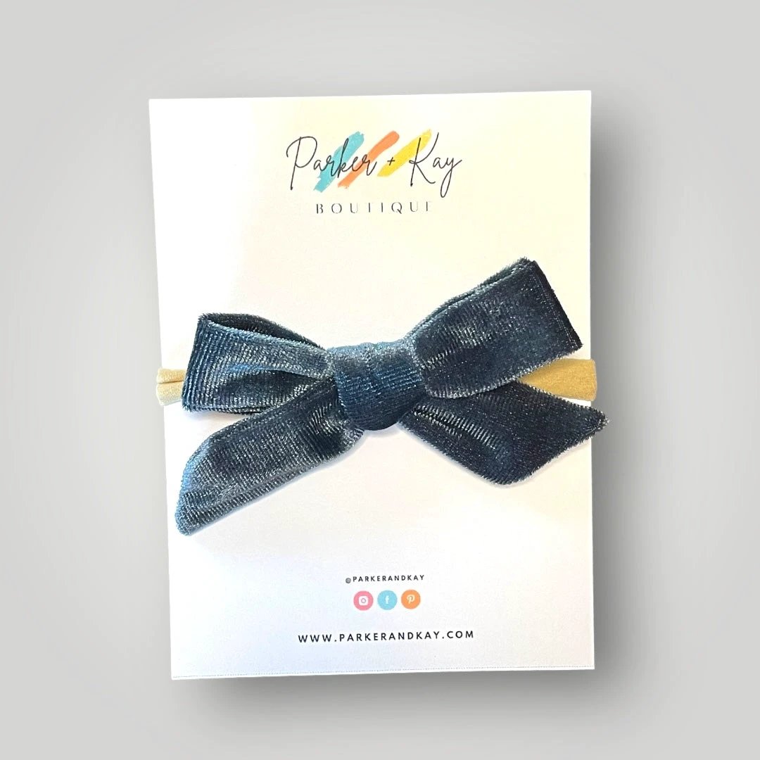 Velour Hair Bow | Clip, Headband, or Pigtail Clips by Parker + Kay Creative