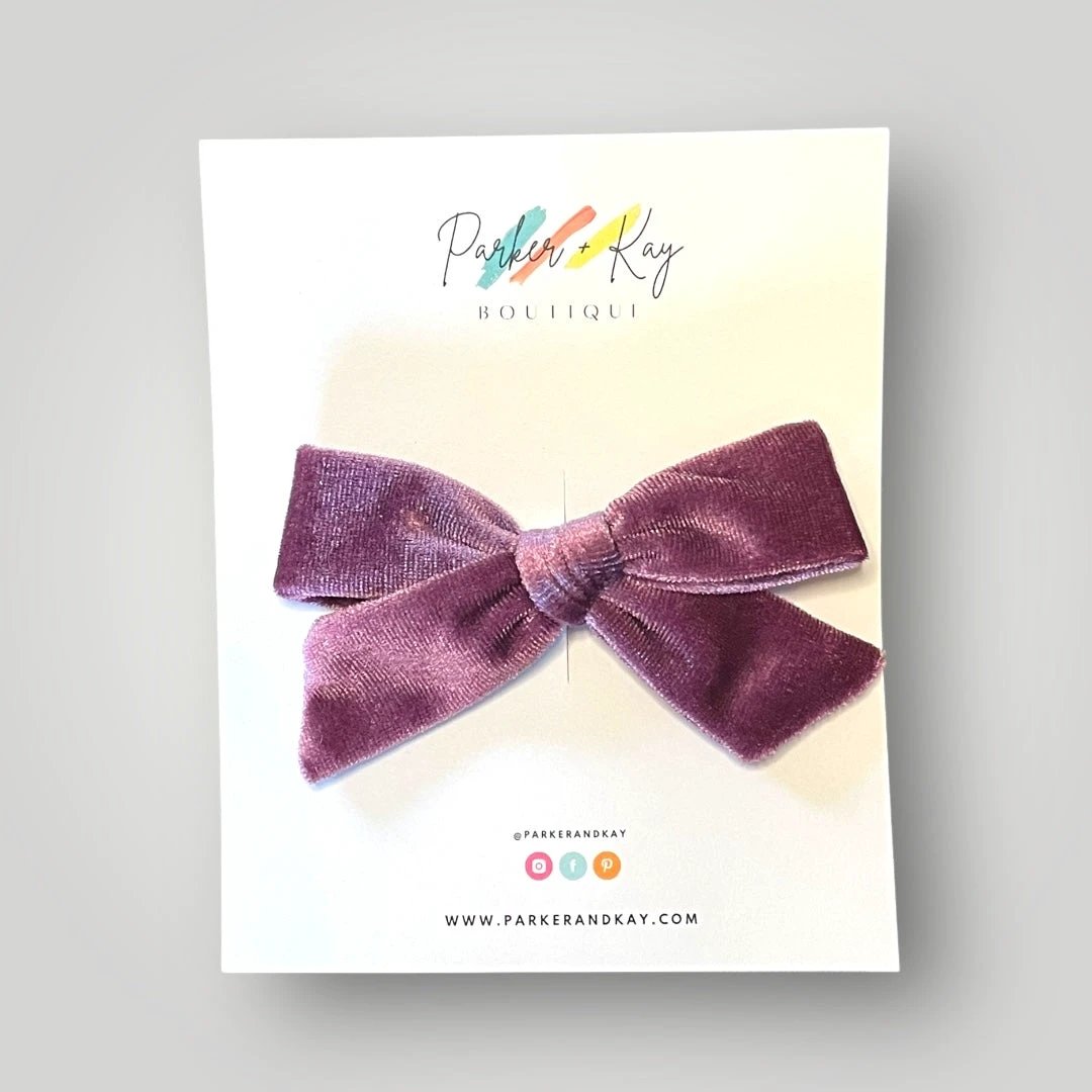 Velour Hair Bow | Clip, Headband, or Pigtail Clips by Parker + Kay Creative
