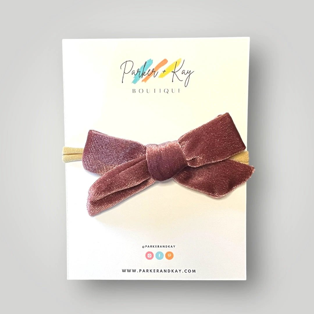 Velour Hair Bow | Clip, Headband, or Pigtail Clips by Parker + Kay Creative