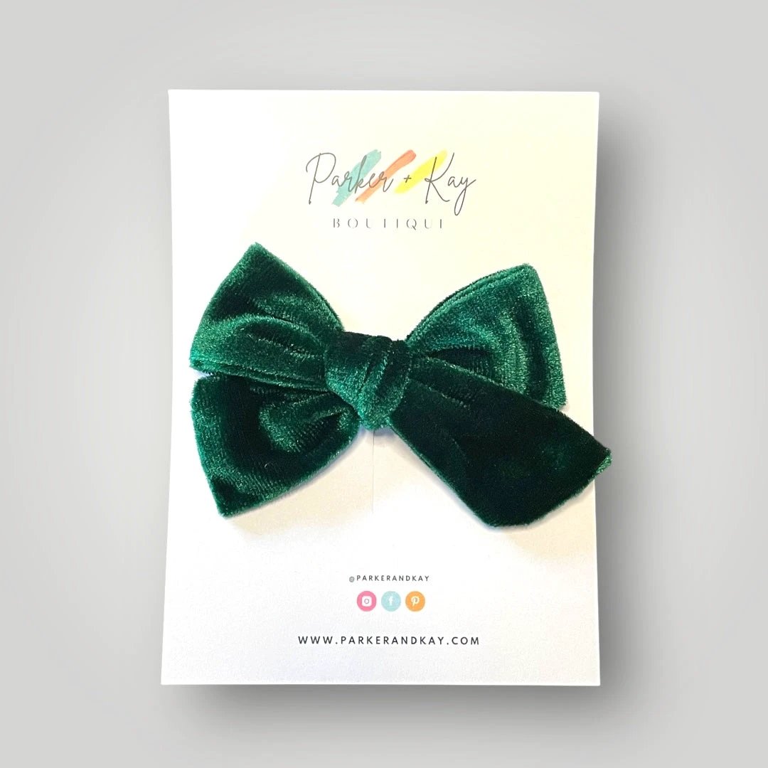 Velour Hair Bow | Clip, Headband, or Pigtail Clips by Parker + Kay Creative