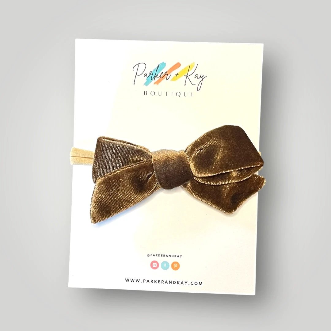 Velour Hair Bow | Clip, Headband, or Pigtail Clips by Parker + Kay Creative