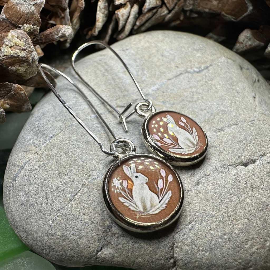 Spring Blossom Rabbit Art Earrings