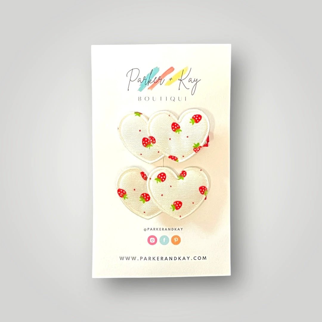 Strawberry Heart Hair Clips by Parker + Kay Creative