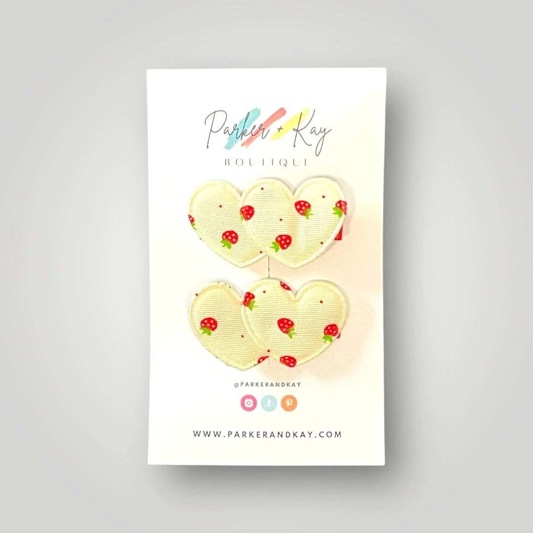 Strawberry Heart Hair Clips by Parker + Kay Creative