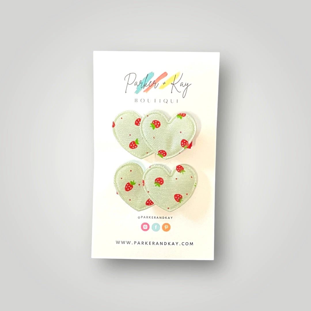 Strawberry Heart Hair Clips by Parker + Kay Creative
