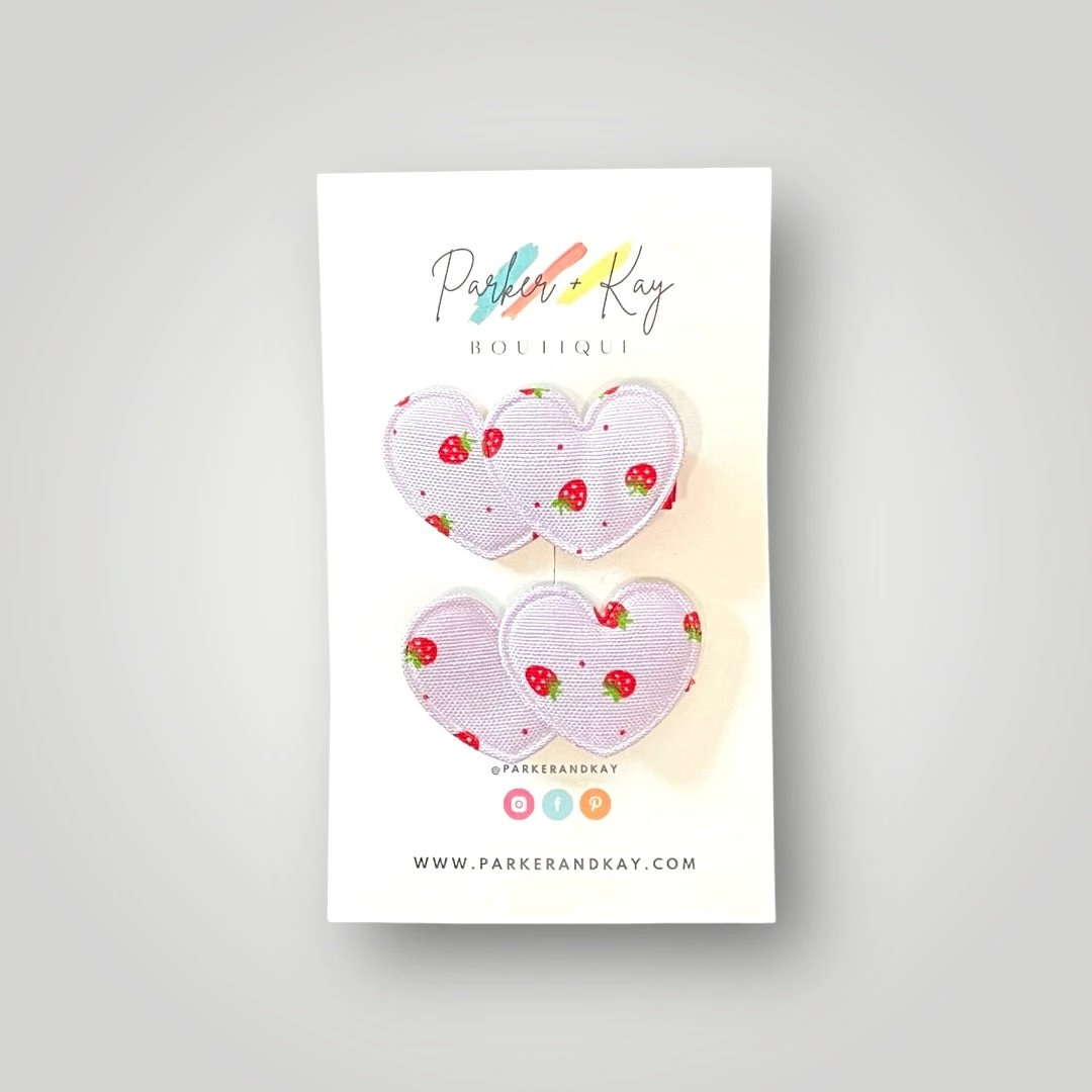 Strawberry Heart Hair Clips by Parker + Kay Creative