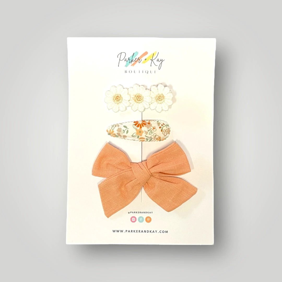 Girl’s 3-Piece Linen Bow Variety Set by Parker + Kay Creative