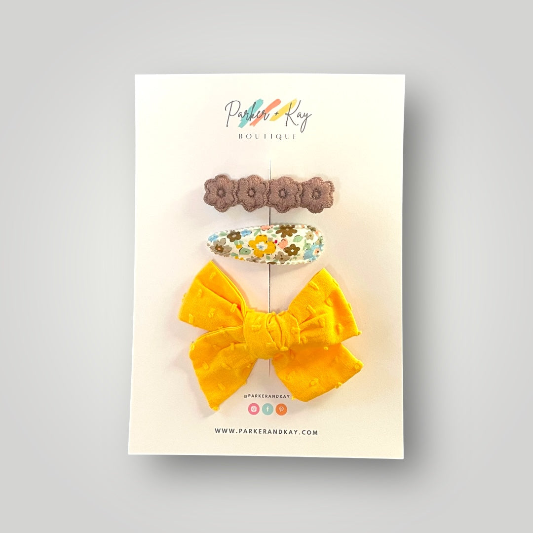 Girl's Textured Bow 3-Piece Variety Set