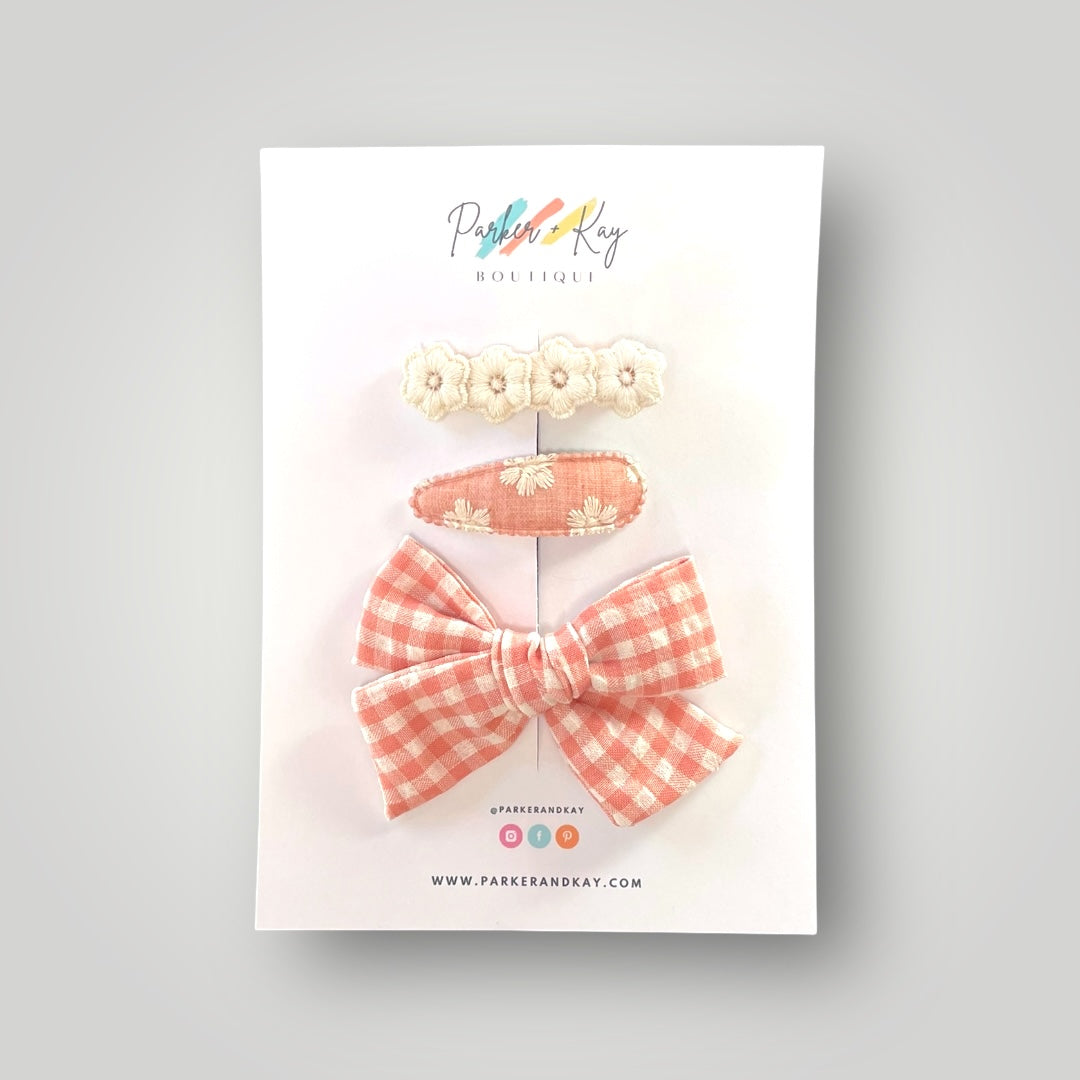 Girl's Textured Bow 3-Piece Variety Set