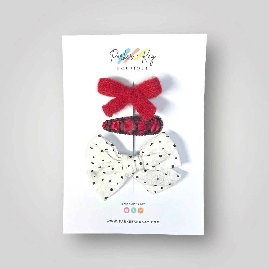 Girl’s 3-Piece Linen Bow Variety Set by Parker + Kay Creative
