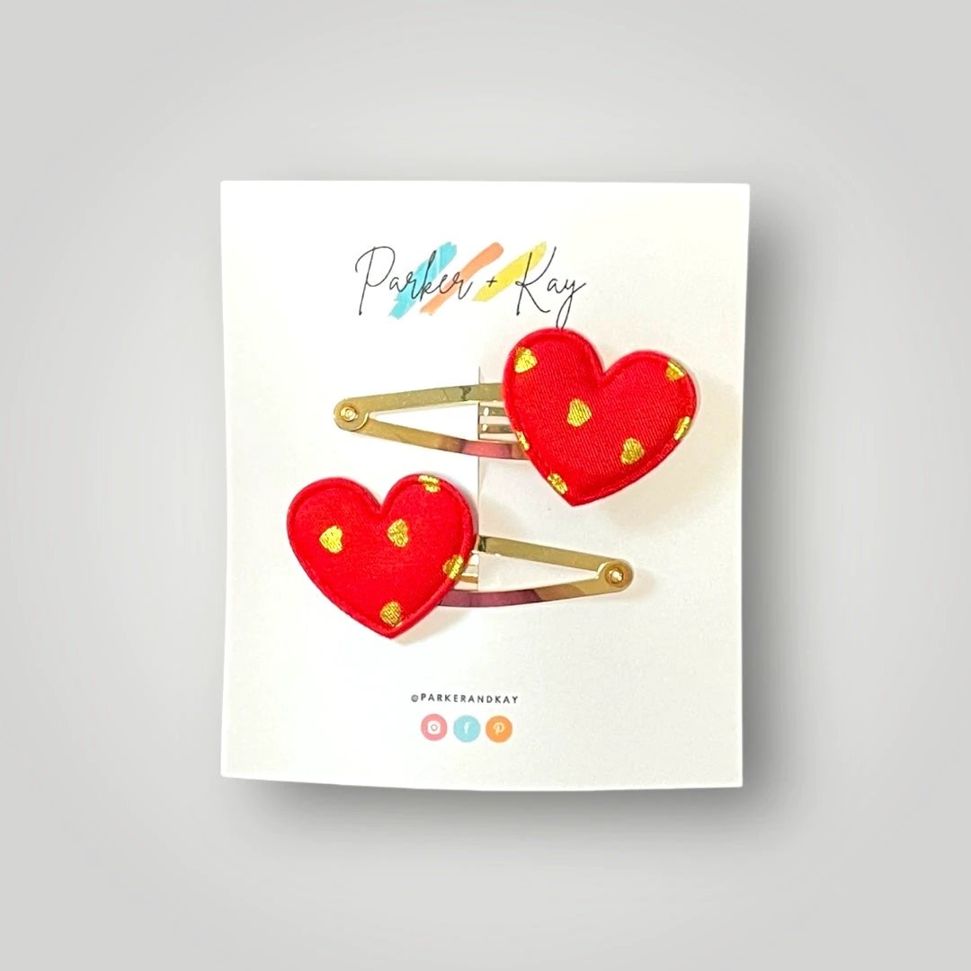 Gold Hearts Hair Clips by Parker + Kay Creative
