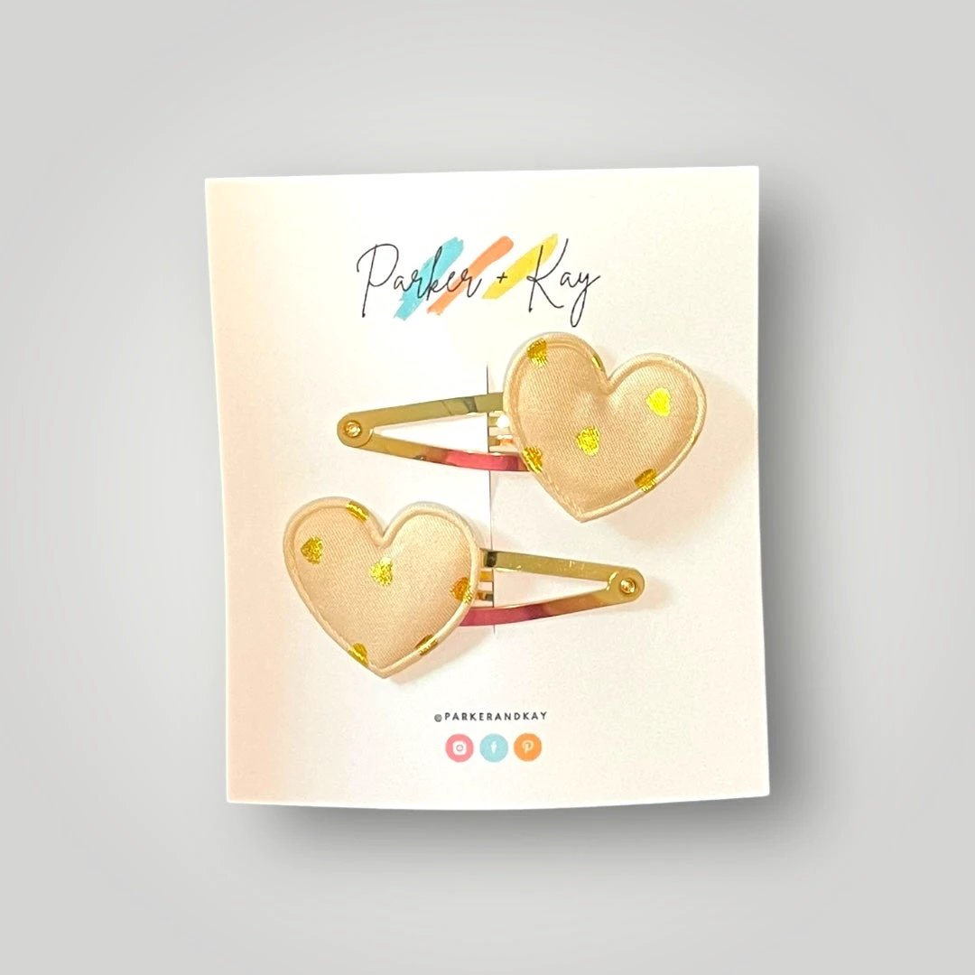 Gold Hearts Hair Clips by Parker + Kay Creative