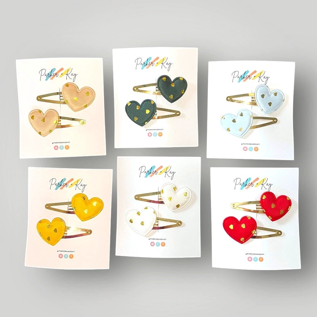 Gold Hearts Hair Clips by Parker + Kay Creative