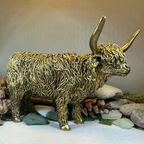 Large Golden Highland Cow Figurine