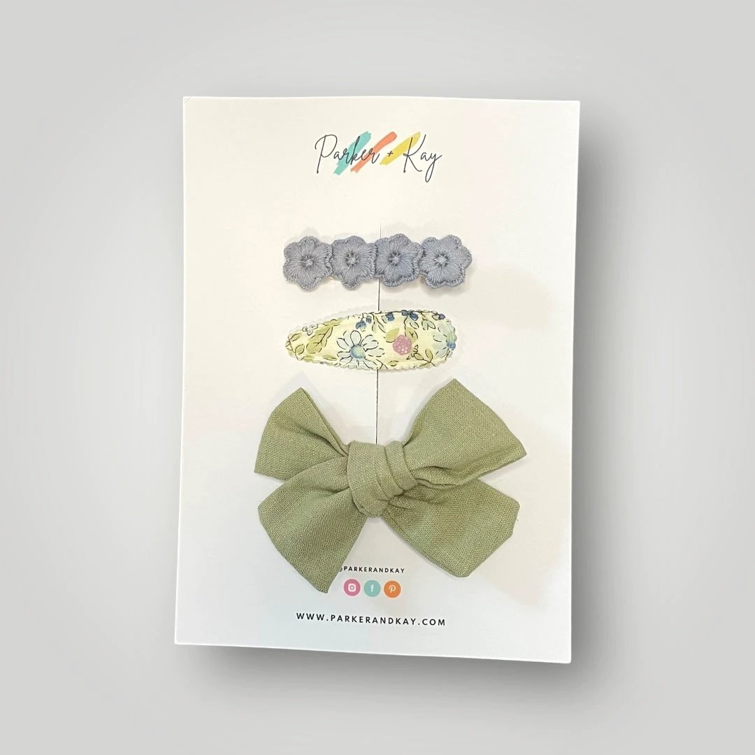 Girl’s 3-Piece Linen Bow Variety Set by Parker + Kay Creative