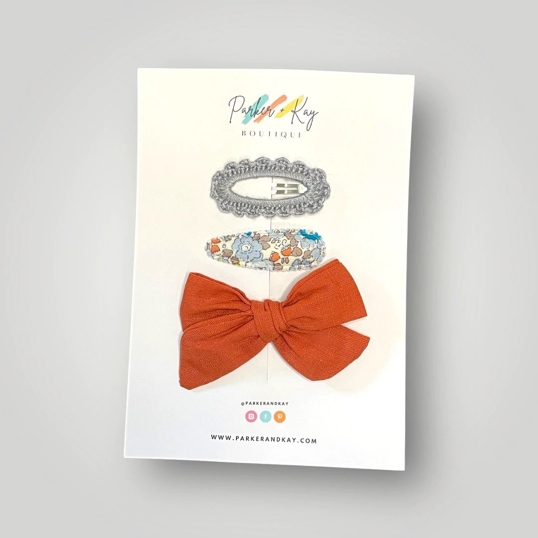 Girl’s 3-Piece Linen Bow Variety Set by Parker + Kay Creative