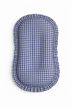 Navy Blue Gingham Ruffle Baby Lounger Cover
